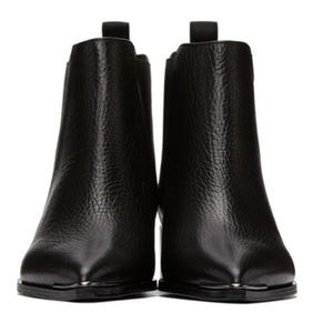 Acne Studios Jensen Pebble Leather Ankle Boots with Metal Tip